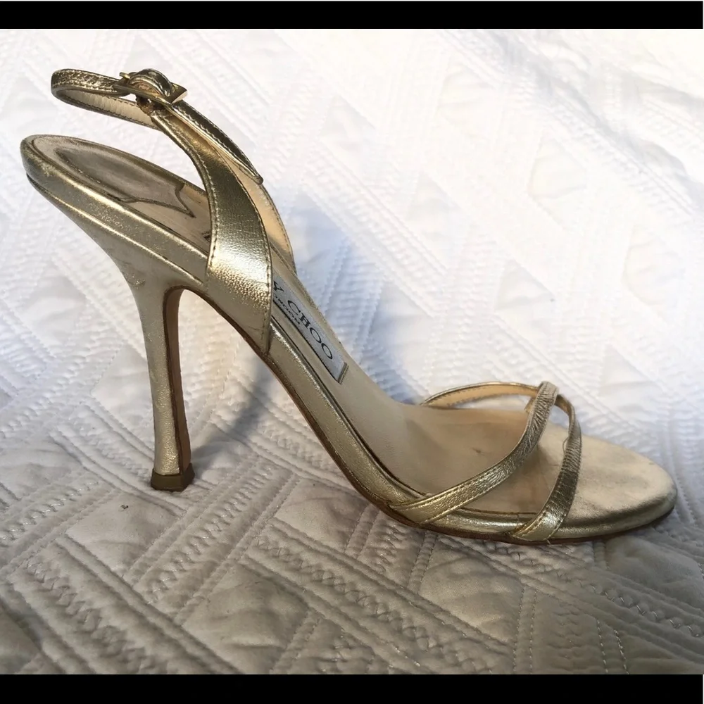 Jimmy Choo Metallic Gold Strappy Sandals 36.5